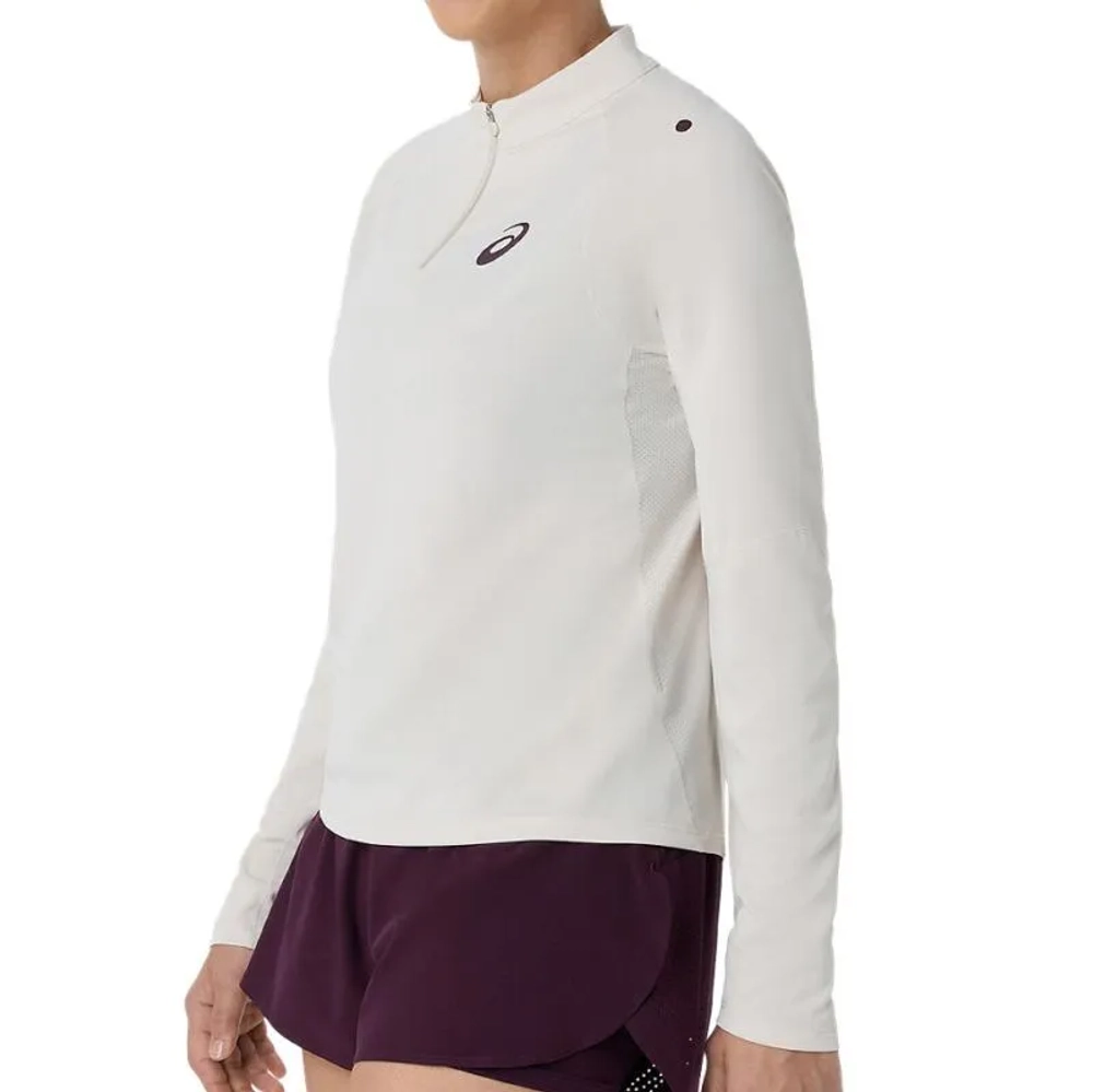 Женская теннисная футболка с длинным рукавом Asics Match Half Zip - soft oat