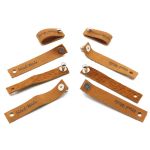 Бирки пришивные кожа с кнопкой ""Hand Made"" 1,3х7см, цв. коричн, уп.8 шт