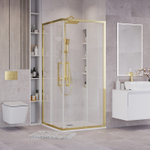 Душевое ограждение Grossman Cosmo 300.K33.02.1010.32.00 (100х100х195) квадрат,раздвижная,золото сатин,стекло прозрачное, 1 место