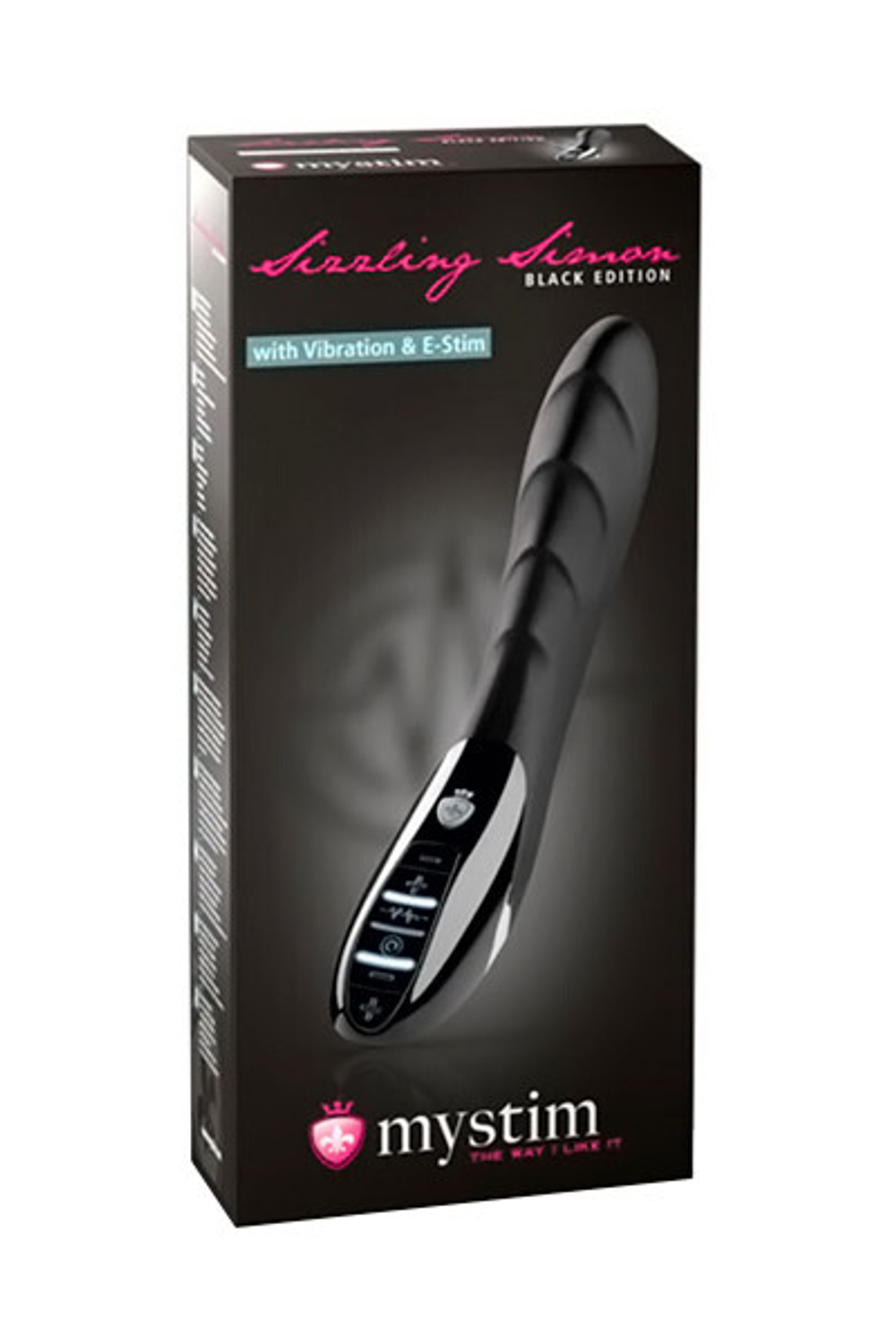 Вибратор Mystim Sizzling Simon  силиконовый  с электростимуляцией черный, 27см