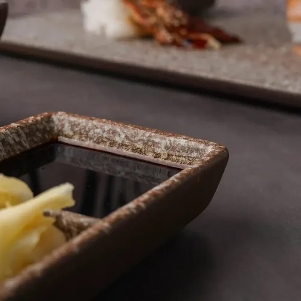 Соусник 44 мл 11,5*7*2,5 см прямоуг. двойной фарфор Brown Untouched Taiga P.L. Proff Cuisine [1]