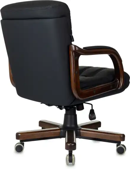 Кресло руководителя Бюрократ T-9932Walnut-Low черный кожа низк.спин. крестов. металл/дерево