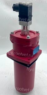 RFBN/HC110DC10D1.X/-L24 - Сливной фильтр гидравлический одинарный модели RF тонкость фильтрации 10 мкм, типоразмер 110, вид присоединения: резьба G3/4, материал корпуса - чугун, рабочее давление до 25 бар, визуально-электрический (лампа с напряжением 24В) индикатор загрязнения