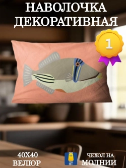 Наволочка декоративная 30х50 Рыба Пикассо велюр