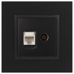 Розетка ЭРА Elegance 14-3110-05 RJ45+TV IP20 антрацит | Эра Elegance