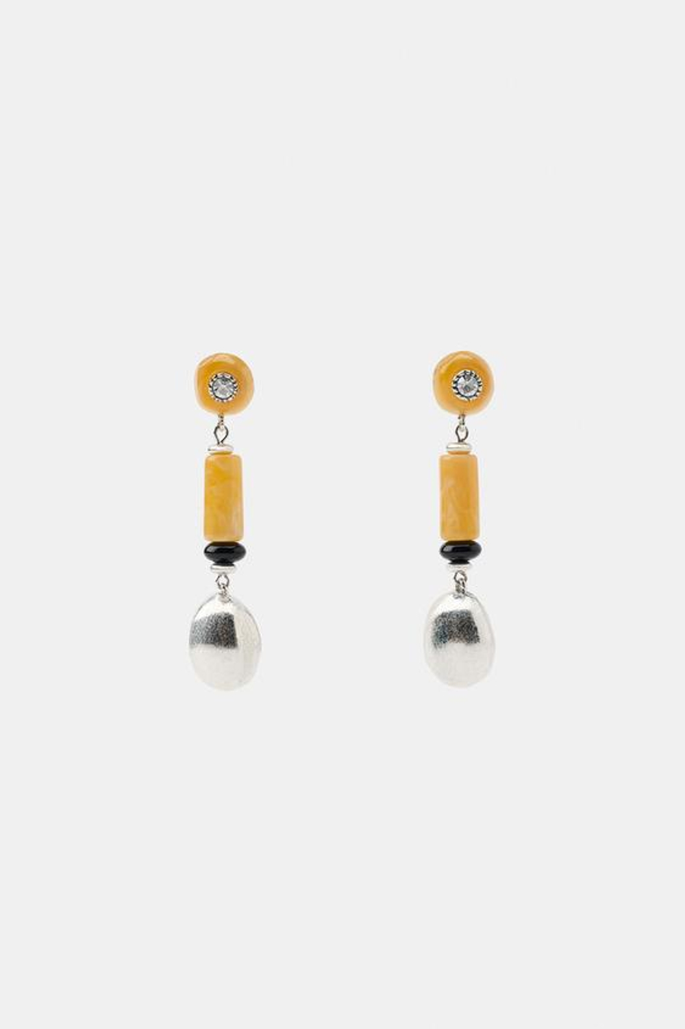 ZARA СЕРЬГИ СО СМОЛОЙ, СЕРЕБРИСТЫЙ