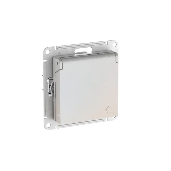 Розетка с крышкой Systeme Electric AtlasDesign Жемчуг, самозажимные клеммы ATN000446S