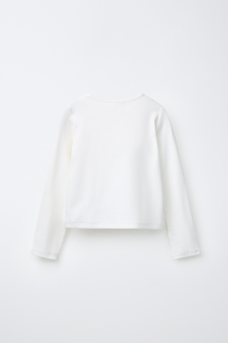 ZARA ФУТБОЛКА С ЗАКЛЕПКАМИ, БЕЛЫЙ