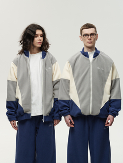 Zip-Up Sweatshirt Grey-Navy Smoke