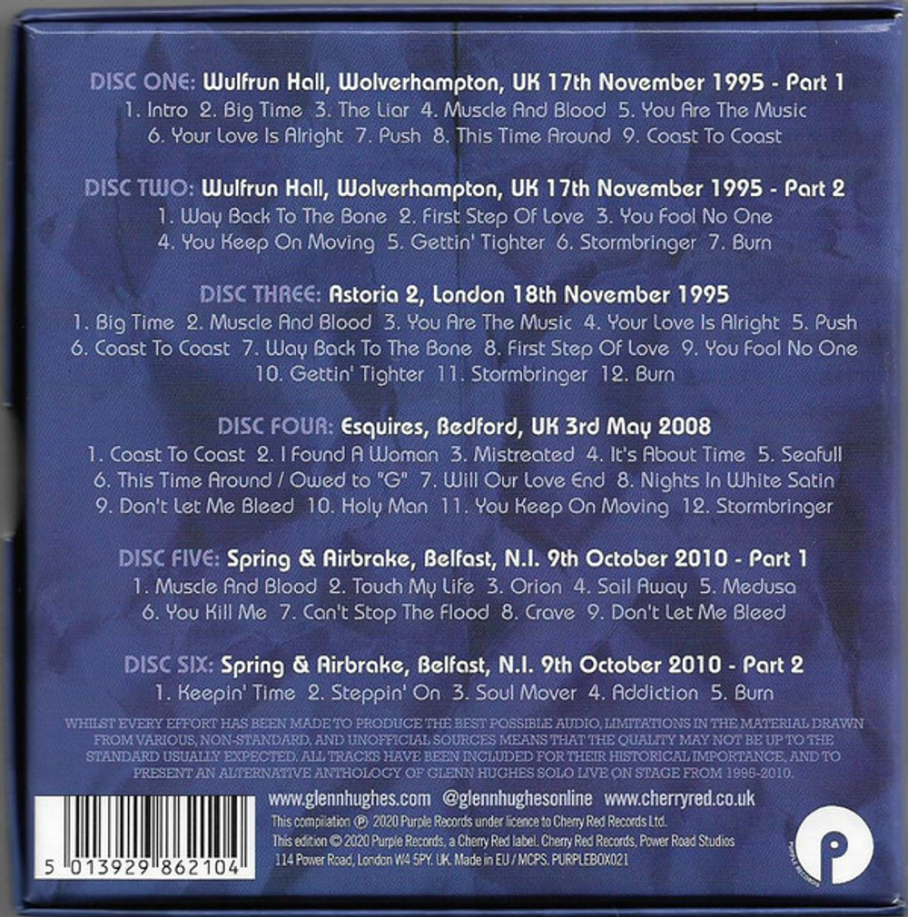 Glenn Hughes / The Official Bootleg Box Set Volume Three: 1995-2010 (6CD)