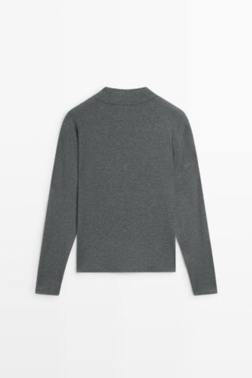Massimo Dutti Трикотажный джемпер с воротником, пестро-серый