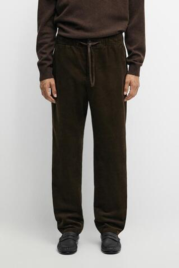 Massimo Dutti Вельветовые брюки-джоггеры, зеленый