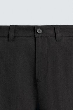 ZARA БРЮКИ СВОБОДНОГО КРОЯ СО СКЛАДКАМИ, ЧЕРНЫЙ
