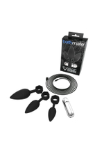 Набор из 3 анальных плагов и вибропули Bathmate Anal Training Plugs VIBE (Цвет: черный с серебристым)