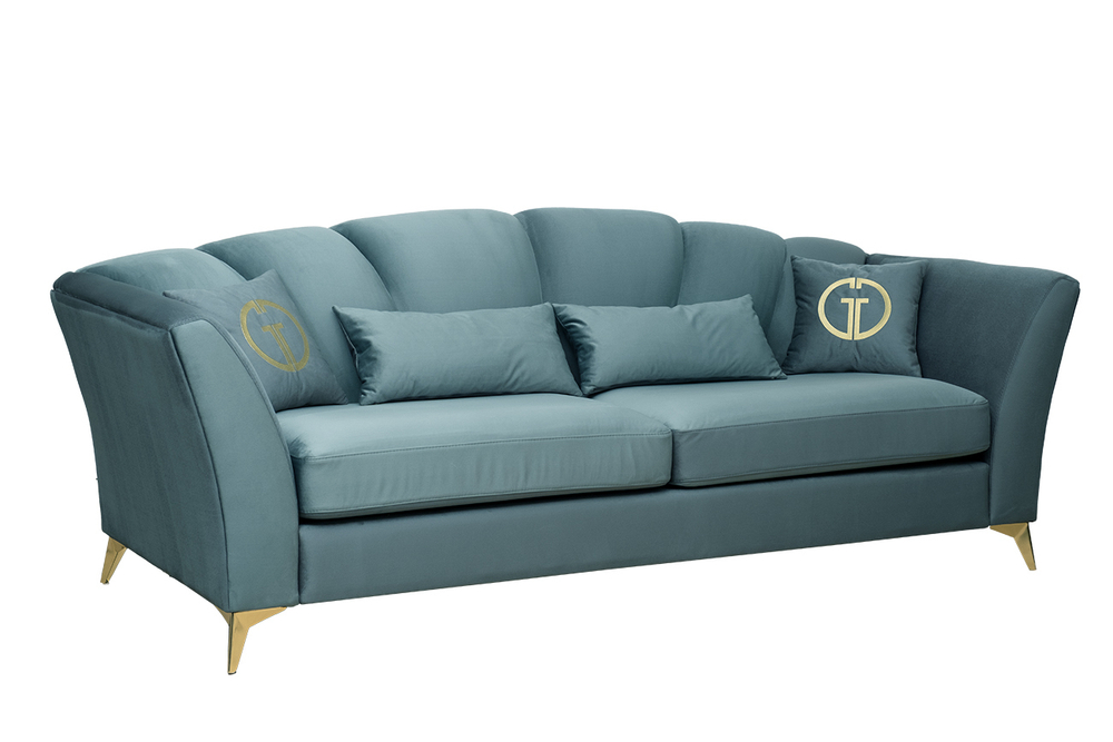 Диван треxместный 95x100x250см Garda Decor Annette велюровый бирюзовый