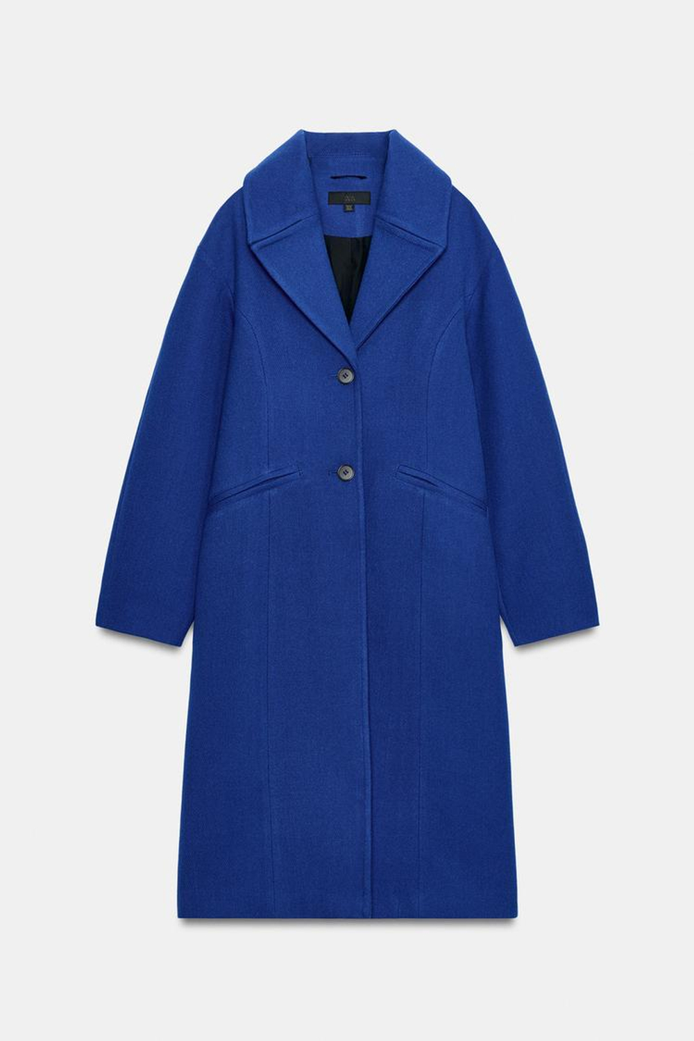 ZARA ПАЛЬТО ОВЕРСАЙЗ СО СПУЩЕННЫМИ ПЛЕЧАМИ, ЯРКО-СИНИЙ