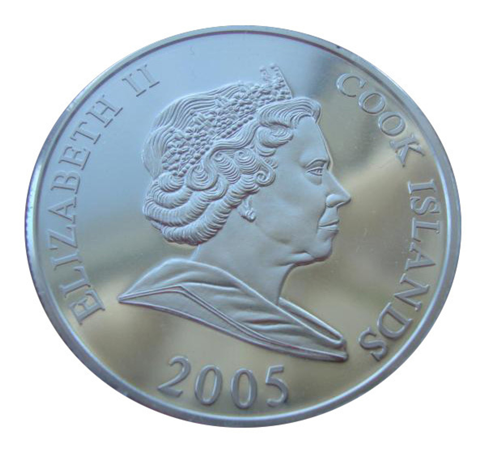 О-ва Кука 5 долларов 2005 Чемпионат мира по футболу Германия 2006 Стадион Мюнхен СЕРЕБРО