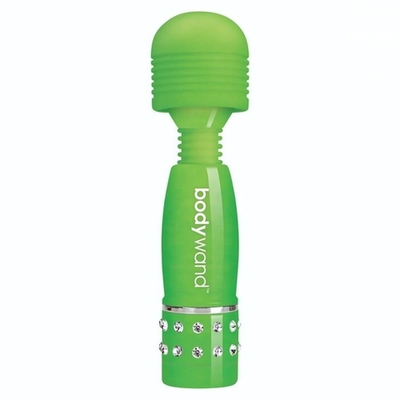 Светящийся в темноте жезловый мини-вибратор с кристаллами Mini Massager Glow In The Dark (Цвет: молочный)