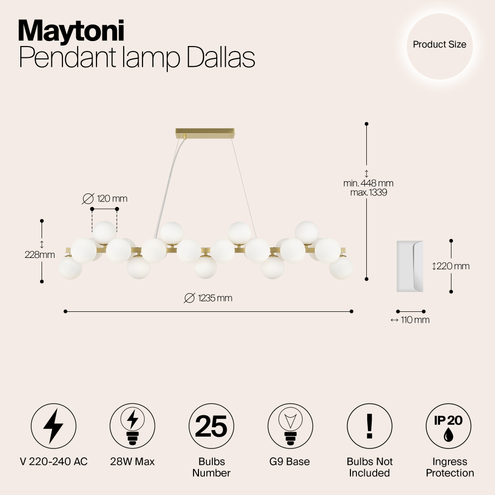 Подвесной светильник Maytoni Dallas MOD547PL-25BS