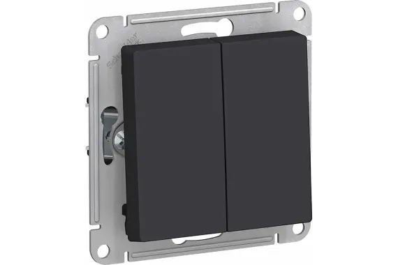 Выключатель Systeme Electric ATLASDESIGN 2-клавишный проходной карбон 36222