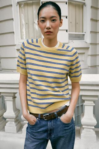 ПОЛОСАТЫЙ ШЕРСТЯНОЙ СВИТЕР С КОРОТКИМ РУКАВОМ — ZARA