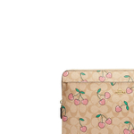 COACH Coated Canvas Clutch Laptop Bag Large Women"s Light Khaki