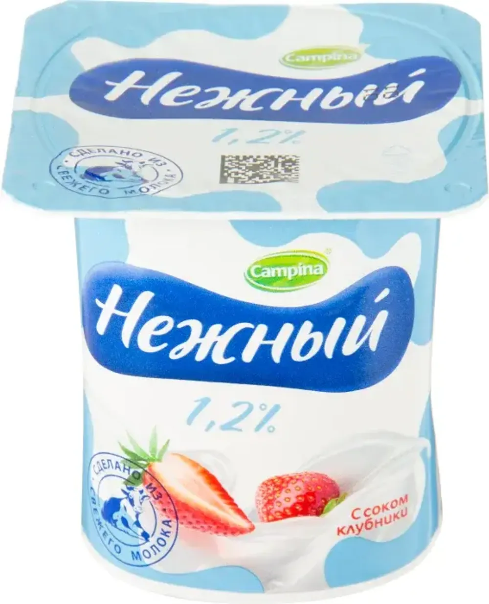 Кампина нежный с соком клубники 1,2% 100гр