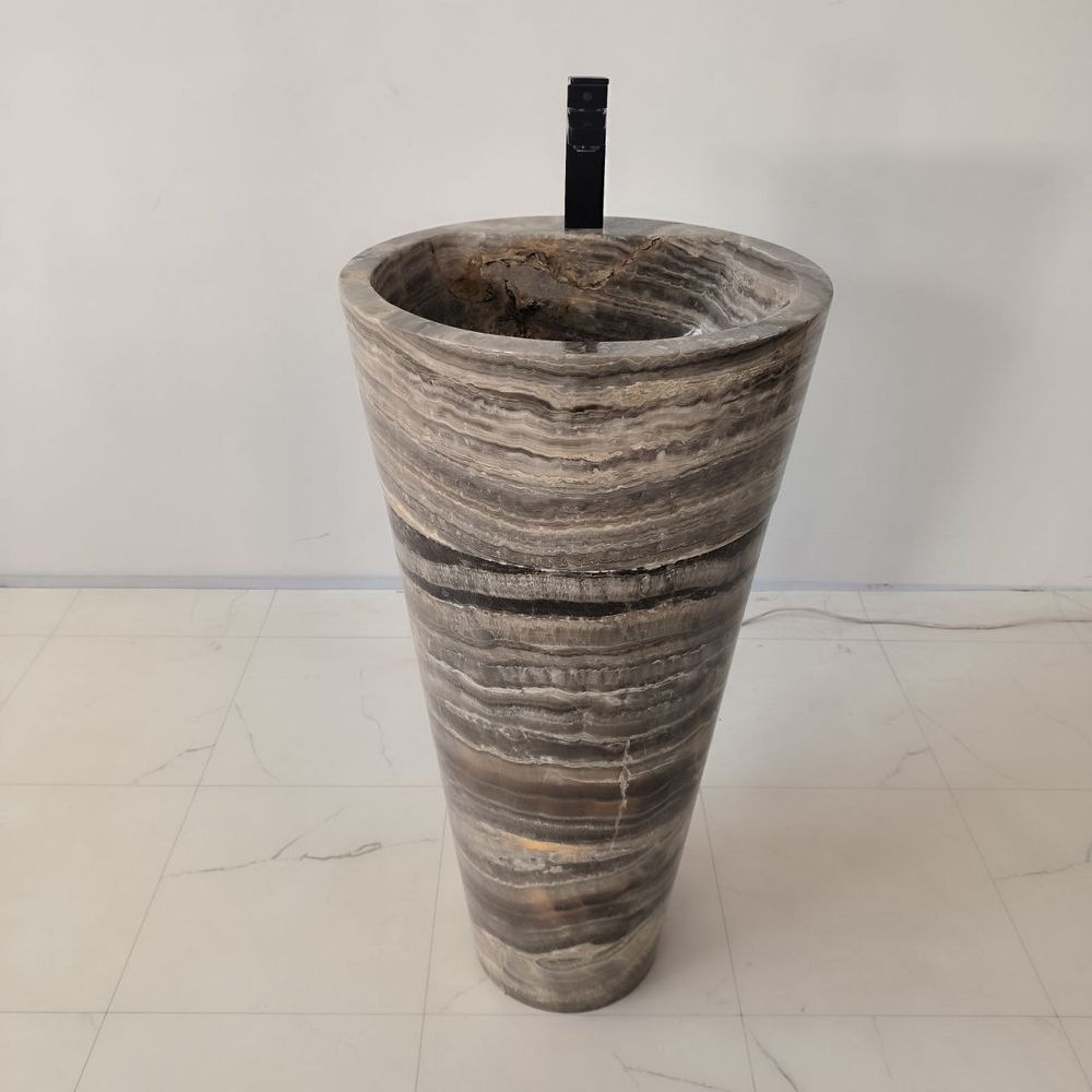 Раковина напольная из оникса Grey ON-04202 (45*45*90)