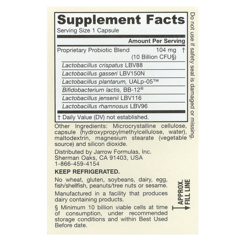 Jarrow Formulas, Vegan Fem Dophilus Advanced, 10 млрд КОЕ (104 мг), 30 растительных капсул