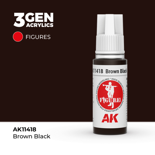 Акриловая краска AK Interactive Brown Black 3GEN Figures, 18мл