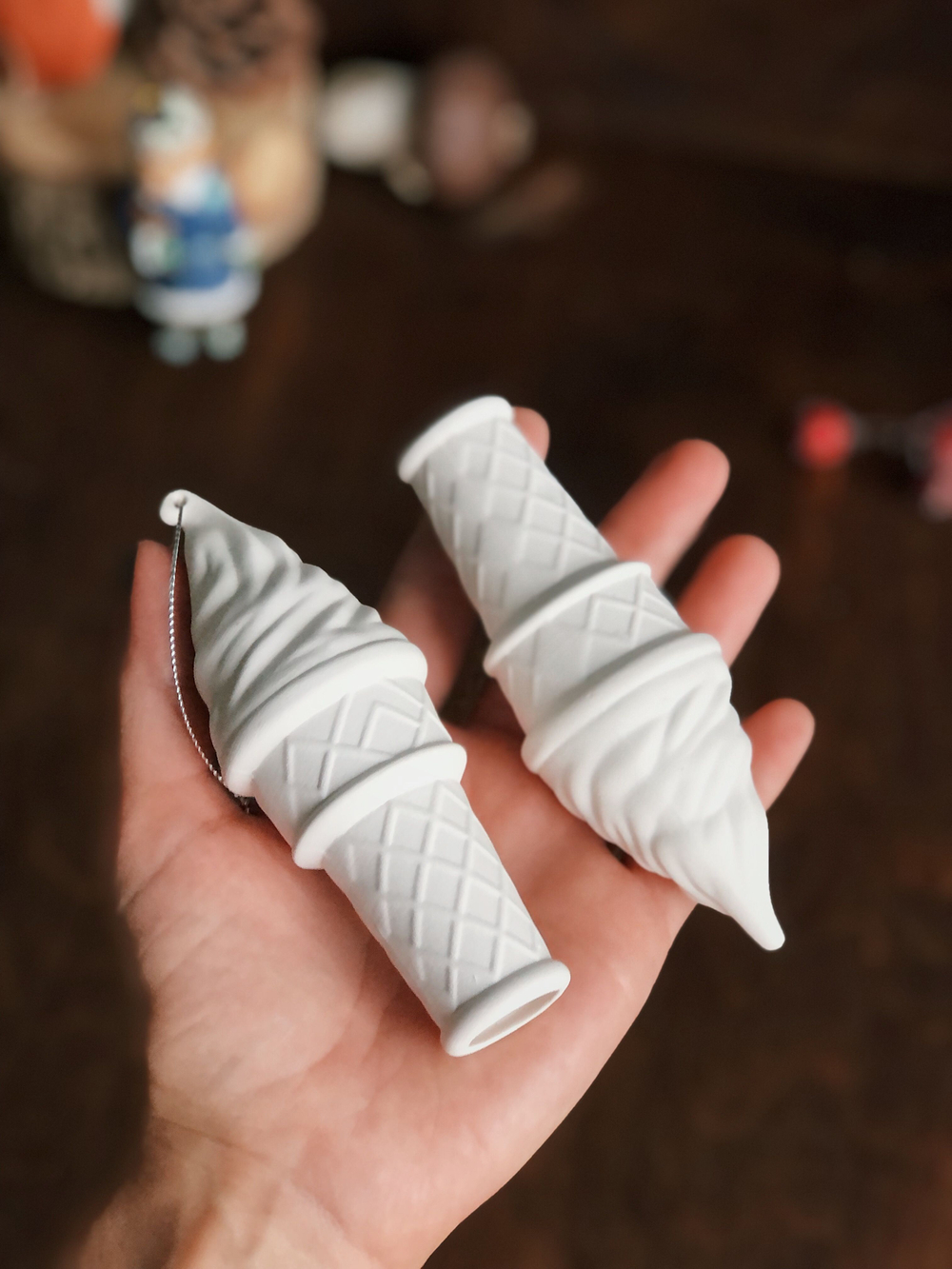 Елочная игрушка "Мороженое рожок", фарфор, 12x4 см, упаковка, для росписи