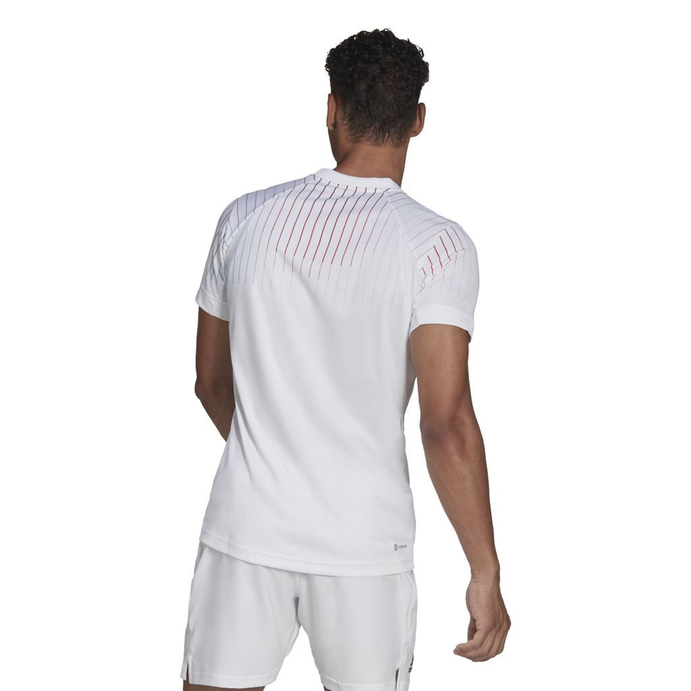Мужская теннисная футболка Adidas Melbourne Tee M - white/black/legacy burgundy