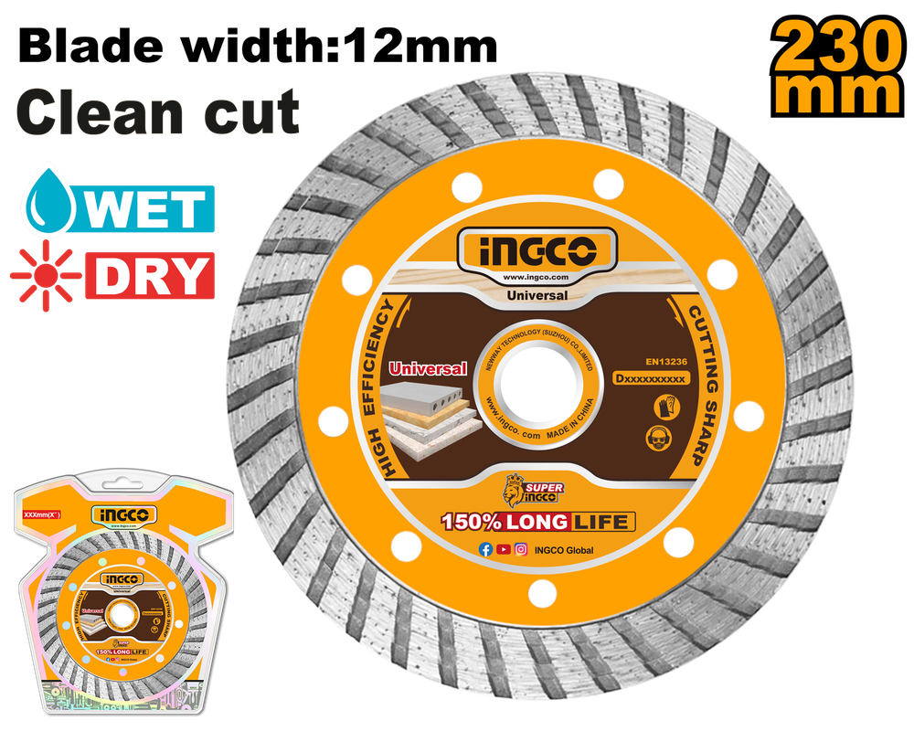 Диск алмазный турбо INGCO DMD032301 INDUSTRIAL 230х22,2 мм