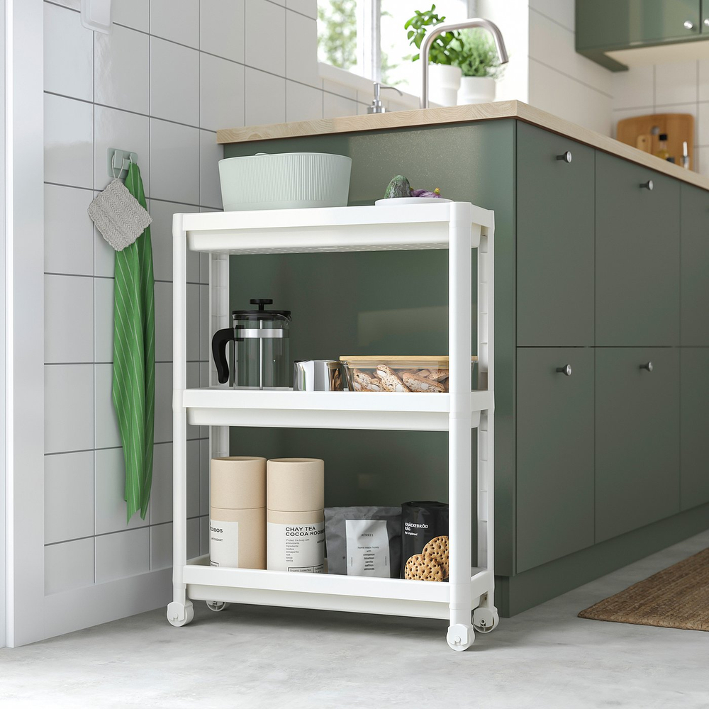 IKEA KINNASJÖ  (ИКЕА КИННАШЁ)  -  Корзина для мусора - с крышкой самоклеящаяся/зелёный 4 л