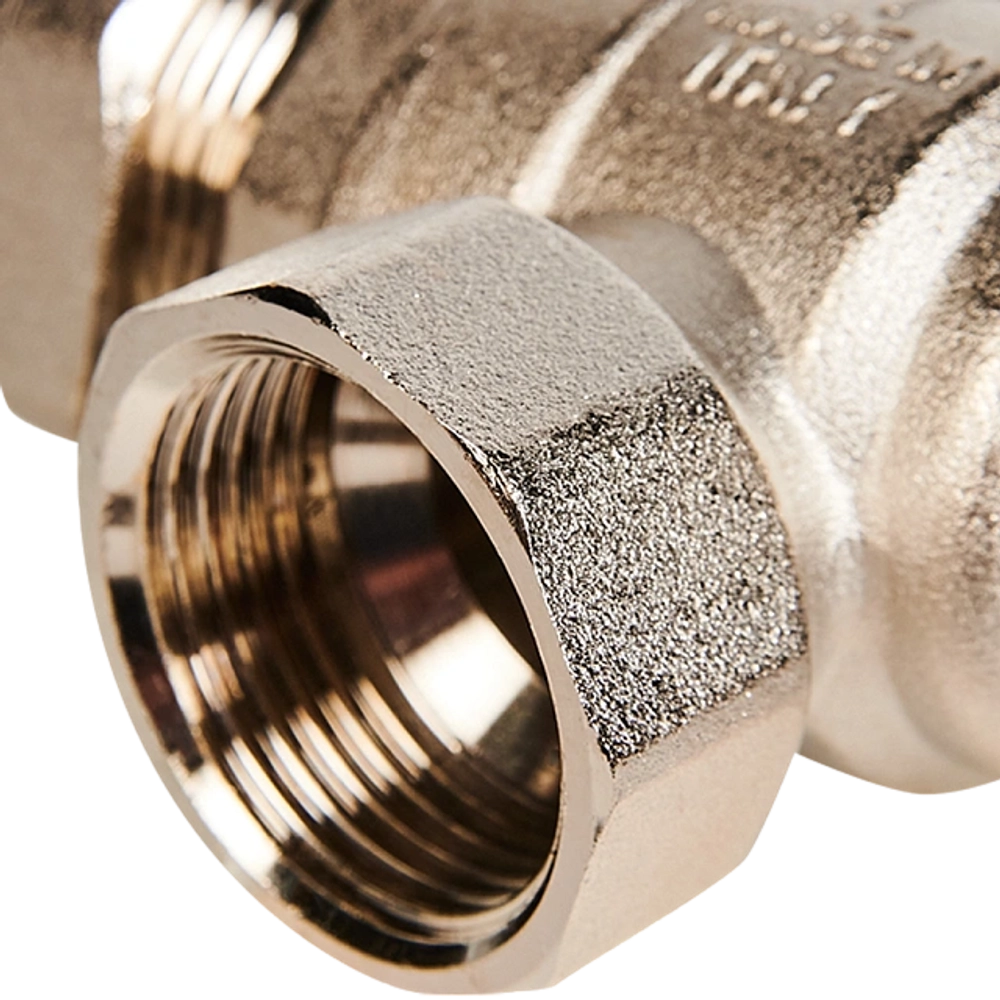 Кран шаровой полнопроходной угловой STOUT - 1" (ВР/НР-американка PN40, Tmax 150°C, ручка-бабочка)