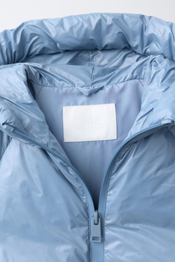 ZARA ПРОРЕЗИНИРОВАННОЕ СТЕГАНОЕ ПАЛЬТО WATER REPELLENT, СИНИЙ