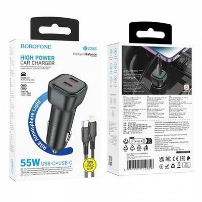 Автомобильное зарядное устройство на Lightning Borofone BZ28B PD55W QC3.0