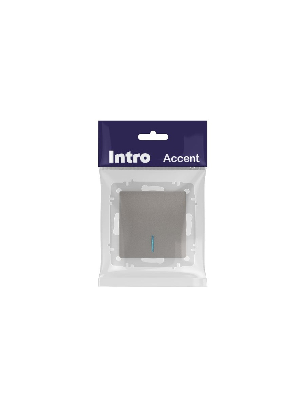 Выключатель 1-кл. СП Accent 6-102-09 10А IP20 250В с подсветкой AL/CU титан Intro Б0063460