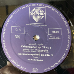 Винтажная виниловая пластинка LP Йозеф Гайдн Joseph Haydn, Novak Quartet, Kaiserquartett (Германия 1977)