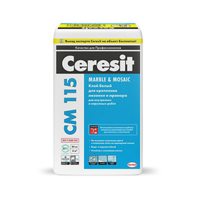 Клей для мозаики и мрамора Ceresit CM 115 белый 25 кг