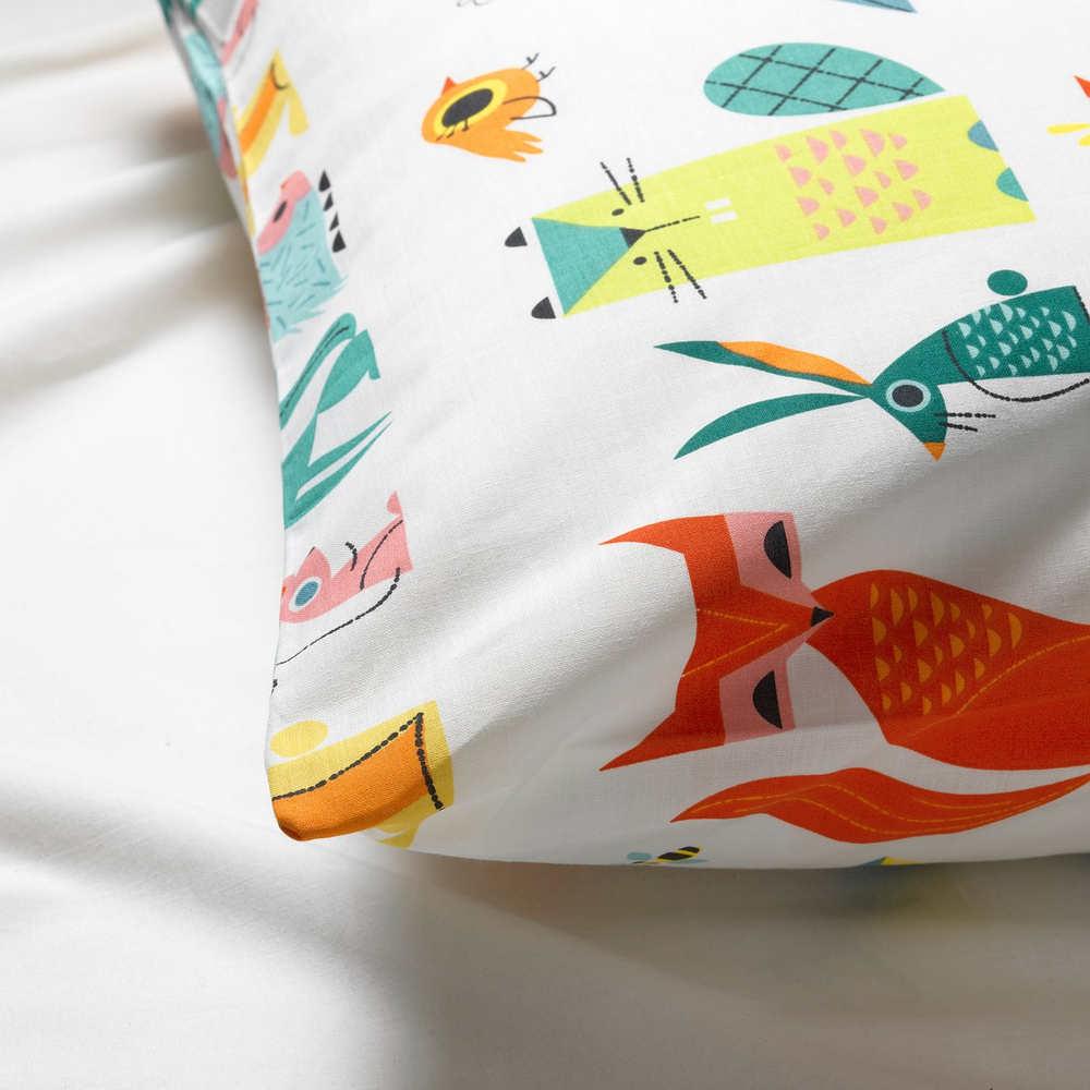 IKEA LATTJO  (ИКЕА ЛАТТЙО)  -  Пододеяльник и наволочка - Животные/разноцветный 150x200/50x60 см