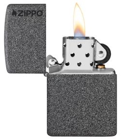 Зажигалка ZIPPO Logo с покрытием Iron Stone, латунь/сталь, серая, матовая, 38x13x57 мм, шт
