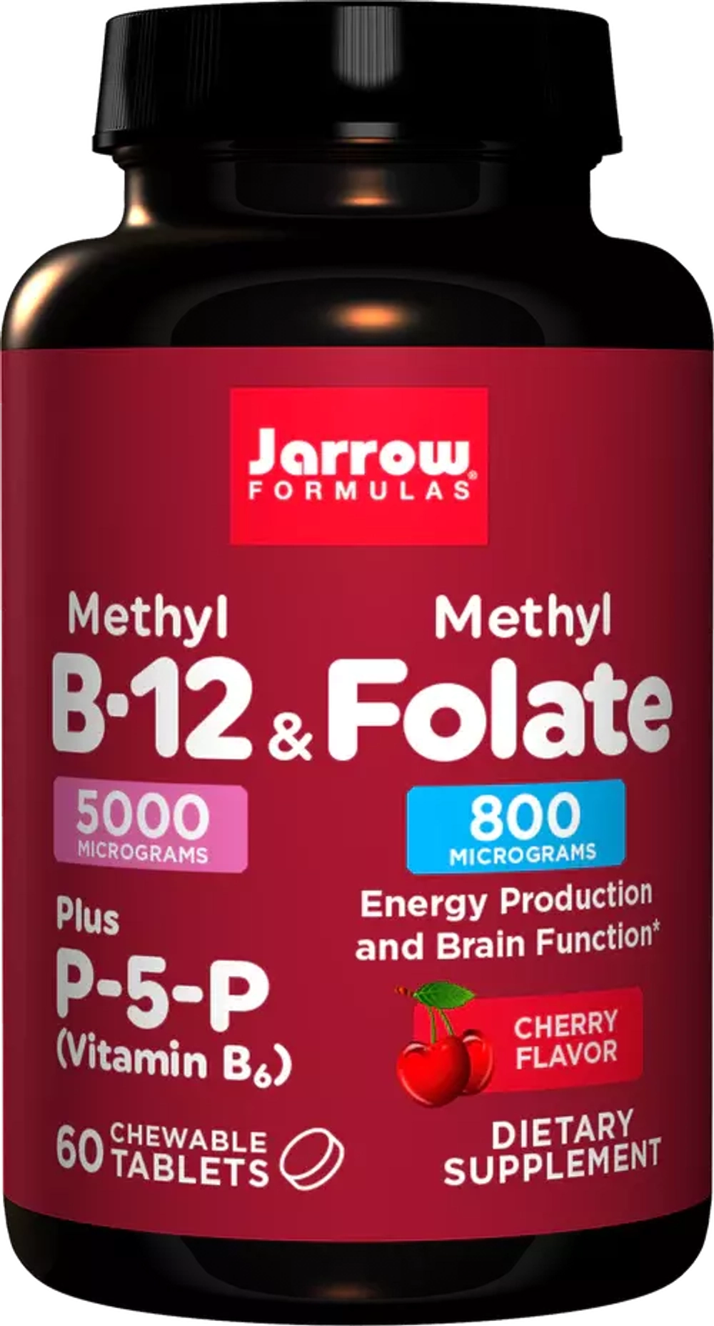 Jarrow formulas methyl B-12 & Methyl Folate 60tab cherry.