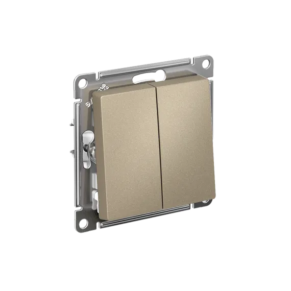 Выключатель кнопочный двухклавишный Systeme Electric AtlasDesign Шампань ATN000517