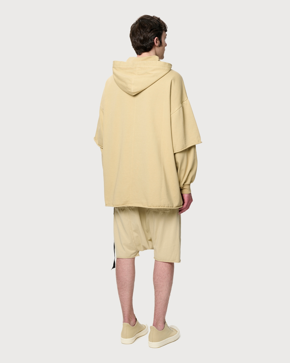 RICK OWENS DRKSHDW ШОРТЫ БЕЖЕВЫЕ HOLLYWOOD DRAWSTRING PODS