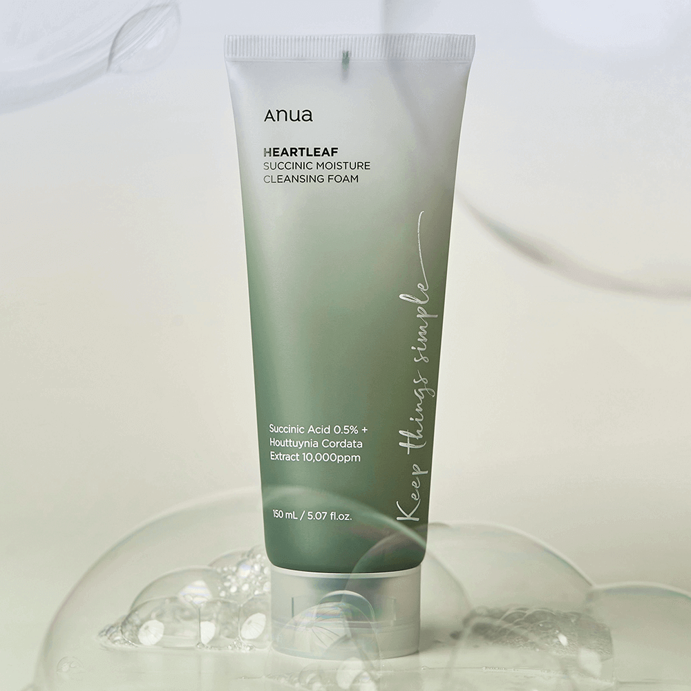Гель-пенка для умывания с янтарной кислотой ANUA Heartleaf Succinic Moisture Cleansing Foam 150 мл