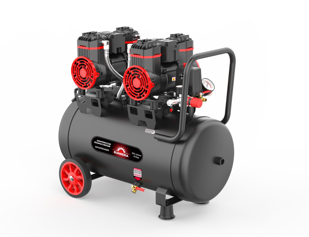 Поршневой безмасляный тихий компрессор SUNREKA GFC370/45DS