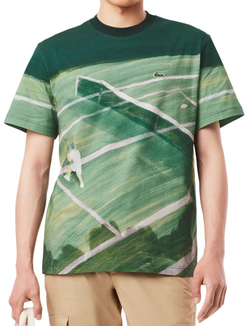 Мужская теннисная футболка Lacoste Classic Fit Tennis Print - зеленый