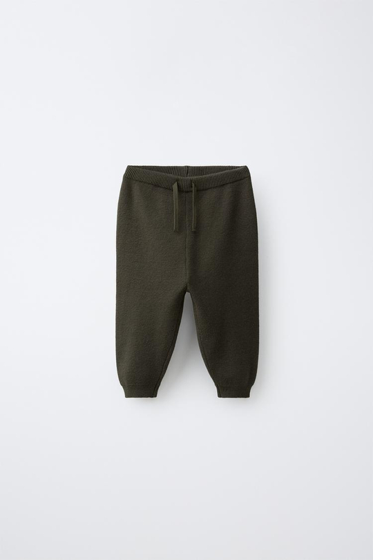 ZARA ТРИКОТАЖНЫЕ БРЮКИ-ДЖОГГЕРЫ, ХАКИ