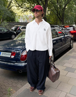 Женские брюки super baggy в тонкую полоску с защипами - BERSHKA